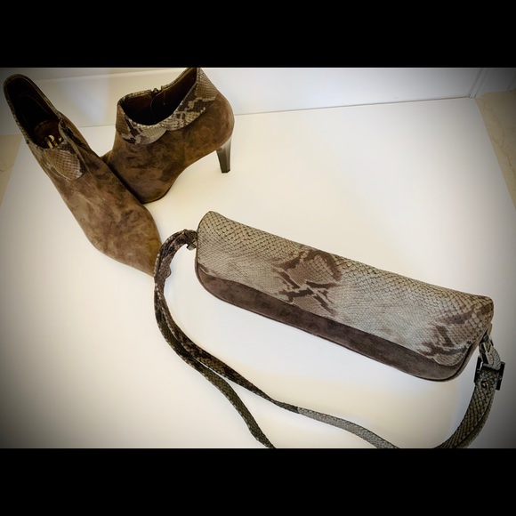 Suede with snake effect Bag and Boots - Picture 2 of 7